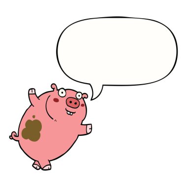 komik karikatür domuz ve konuşma balonu