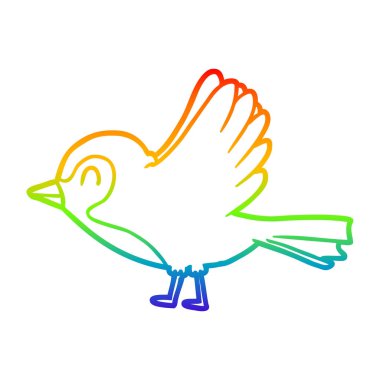 gökkuşağı gradyan çizgi çizim karikatür robin uçuş alarak