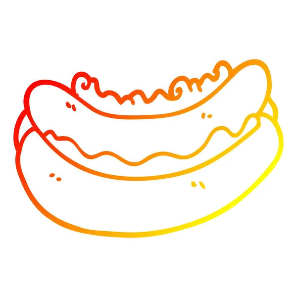 Warme Gradientenlinie Zeichnung Cartoon Hotdog — Stockvektor