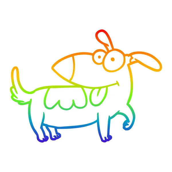 Rainbow gradient ligne dessin chien heureux — Image vectorielle