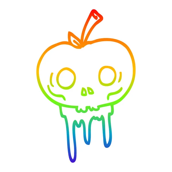 Regenboog gradiënt lijntekening cartoon Halloween Apple — Stockvector
