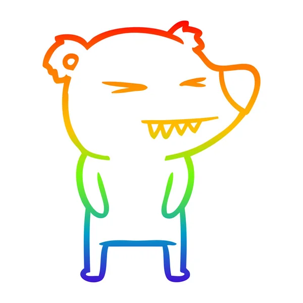Linha gradiente arco-íris desenho animado urso polar irritado —  Vetores de Stock