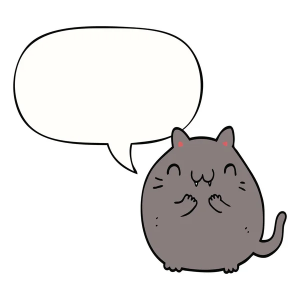 Щасливий мультяшний кіт і мовна бульбашка — стоковий вектор