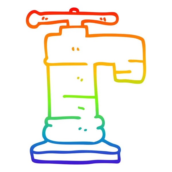 Rainbow gradient line drawing cartoon faucet — Stock Vector