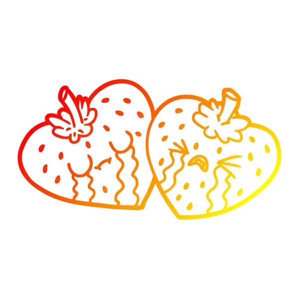Chaud gradient ligne dessin animé fraises — Image vectorielle