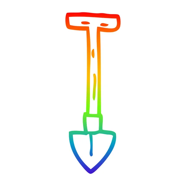 Arco iris gradiente línea dibujo dibujos animados pala — Vector de stock