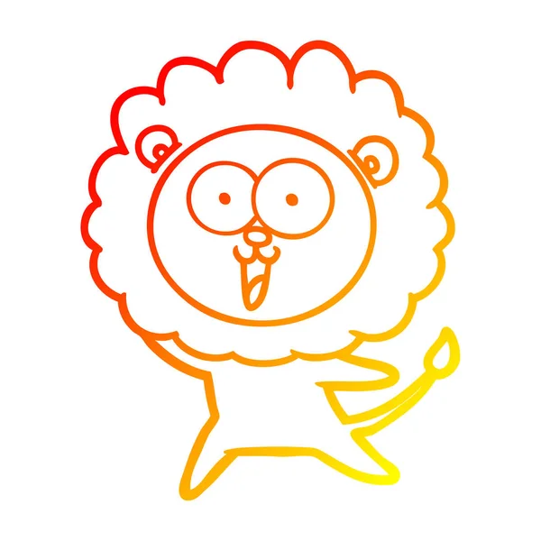 Ζεστό γραμμή ντεγκραντέ σχέδιο χαρούμενο λιοντάρι καρτούν — Διανυσματικό Αρχείο