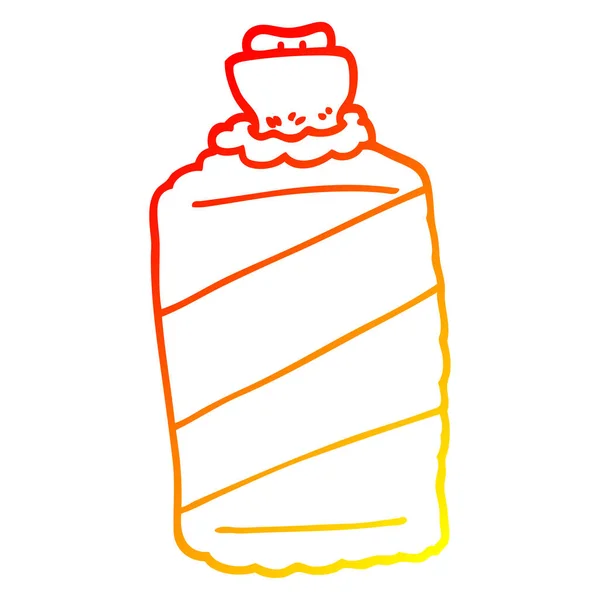 Warme kleurovergang lijntekening cartoon Hot Water Bottle — Stockvector