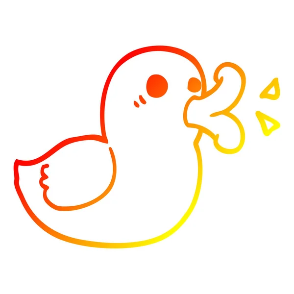 Chaud gradient ligne dessin dessin animé heureux canard — Image vectorielle