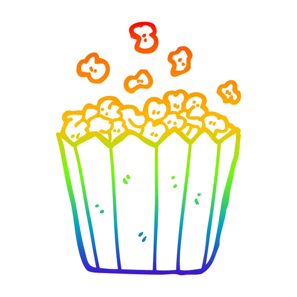 Rainbow gradient linje ritning tecknad popcorn — Stock vektor