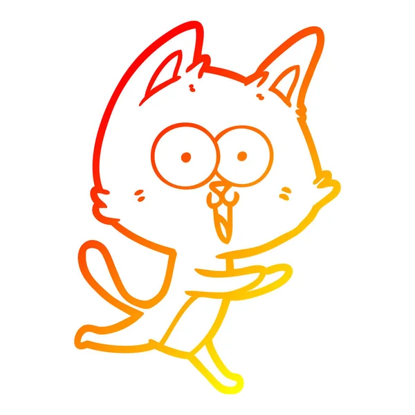 温暖的渐变线绘制有趣的卡通猫 — 图库矢量图片