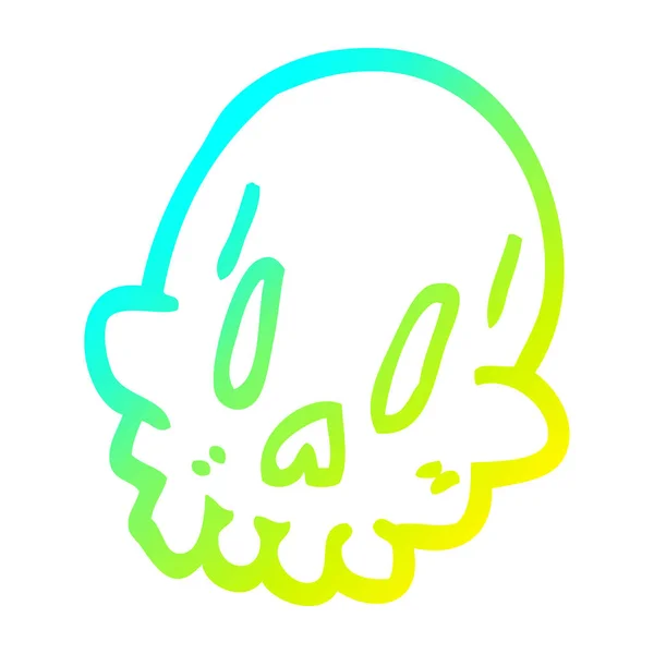Cold gradient line drawing cartoon spooky weird skull — Stock Vector