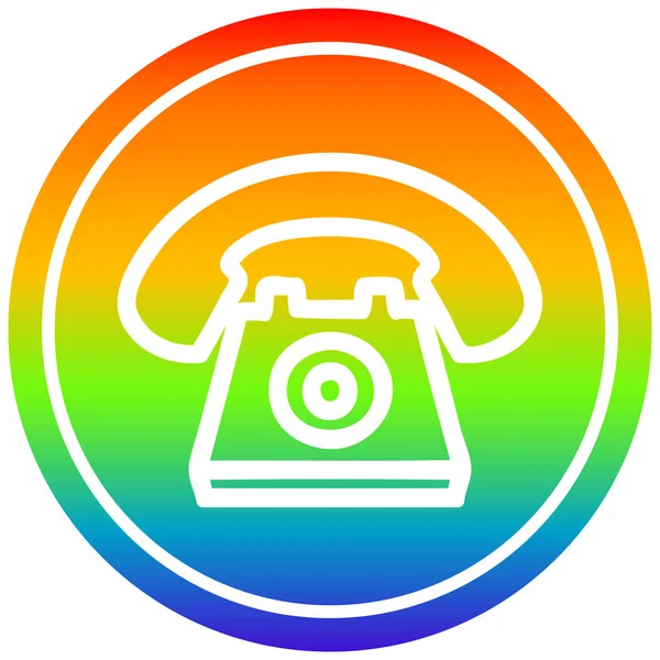 Telefone antigo circular no espectro do arco-íris —  Vetores de Stock