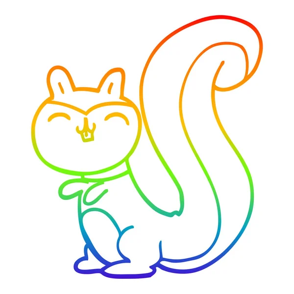 Regenbogen Gradienten Linie Zeichnung Karikatur glücklich Eichhörnchen — Stockvektor