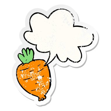 karikatür kök sebze ve konuşma balonu sıkıntılı etiket