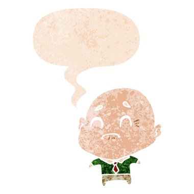 retro dokulu tarzı karikatür yaşlı adam ve konuşma balonu