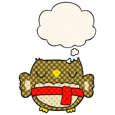 çizgi film baykuş ve çizgi roman tarzında düşünce balonu