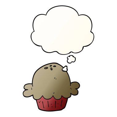 karikatür pasta ve pürüzsüz degrade tarzında düşünce balonu