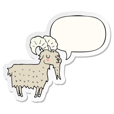 karikatür keçi ve konuşma kabarcık etiket