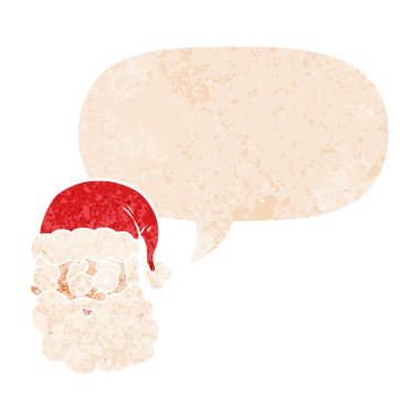 retro dokulu tarzda karikatür noel baba ve konuşma balonu