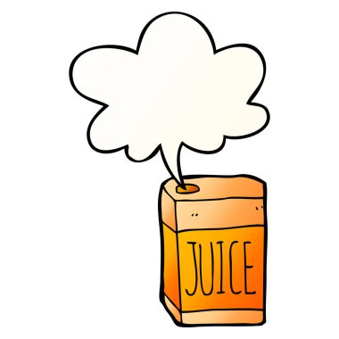 karikatür suyu kutusu ve pürüzsüz degrade tarzında konuşma balonu