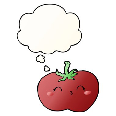 karikatür domates ve pürüzsüz degrade tarzında kabarcık düşünce