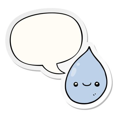 karikatür yağmur damlası ve konuşma balonu etiket