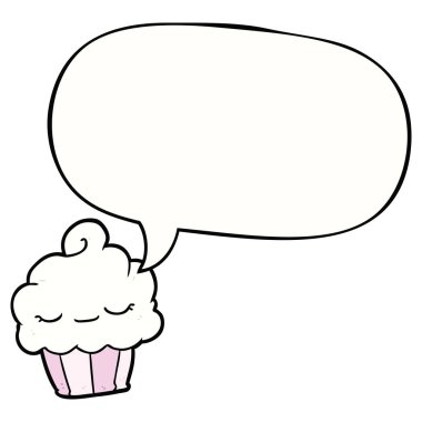 komik karikatür cupcake ve konuşma balonu