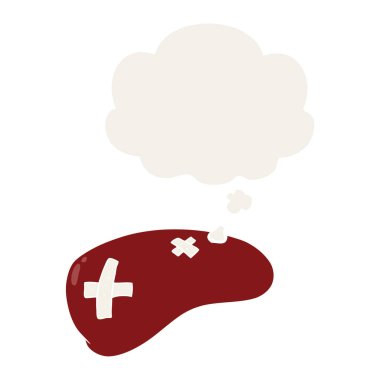 karikatür retro tarzıkaraciğer ve düşünce balonu tamir