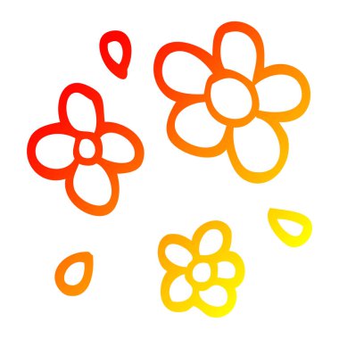 sıcak degrade çizgi çizim karikatür dekoratif çiçekler