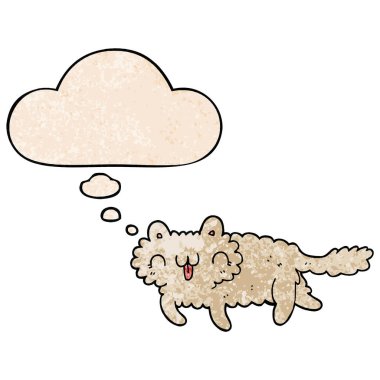 karikatür kedi ve grunge doku desen tarzında düşünce balonu