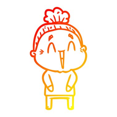 sıcak degrade çizgi çizim karikatür mutlu yaşlı bayan