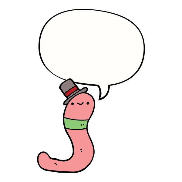 Χαριτωμένο σκουλήκι καρτούν και φούσκα ομιλίας — Διανυσματικό Αρχείο