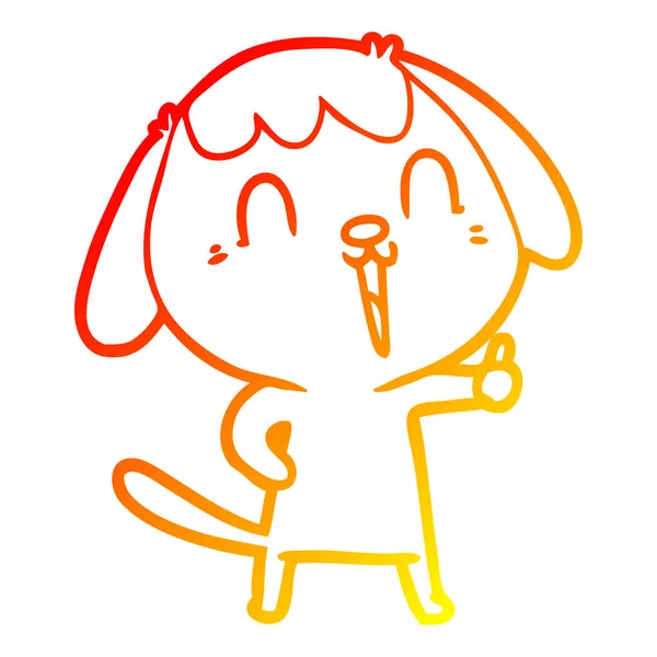 Sıcak degrade çizgi çizim sevimli karikatür köpek — Stok Vektör