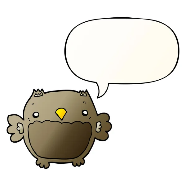 Cartoon owl and speech bubble in smooth gradient style — Stock Vector