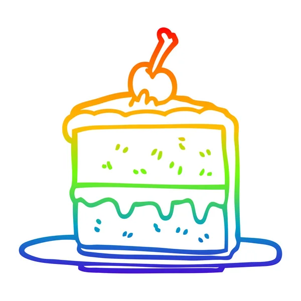 Regenboog gradiënt lijntekening cartoon chocolade cake — Stockvector