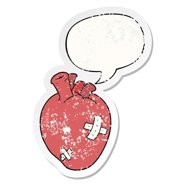 Наклейка "Сердце мультфильма и речевой пузырь" — стоковый вектор