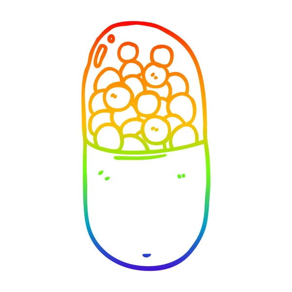 彩虹渐变线绘制卡通药丸 — 图库矢量图片