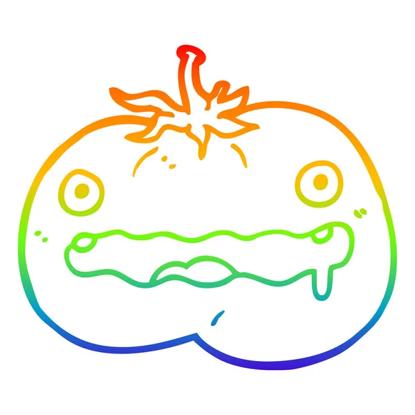 Arco iris gradiente línea dibujo dibujos animados tomate — Vector de stock
