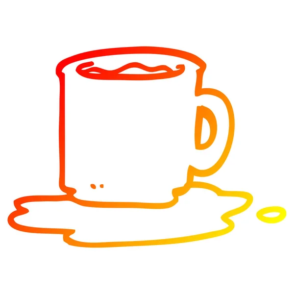 温暖的渐变线绘制卡通杯的咖啡 — 图库矢量图片
