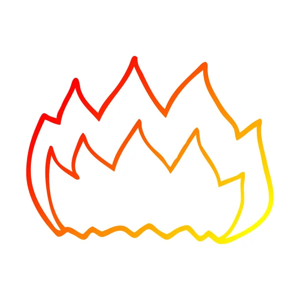 Warm gradient line drawing cartoon gas flame — Stock Vector