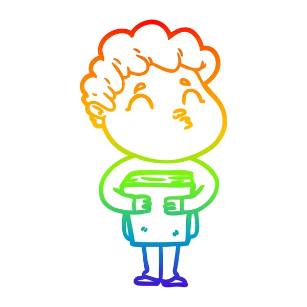 Arco-íris linha gradiente desenho desenho cartoon homem bebendo —  Vetores de Stock