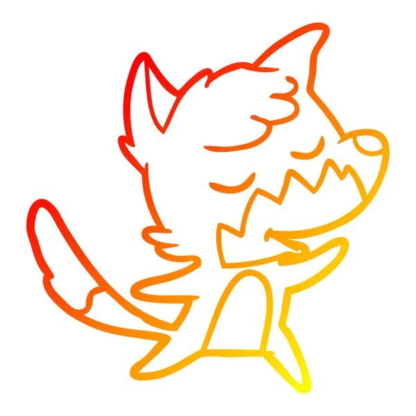 Warme kleurovergang lijntekening vriendelijke cartoon Fox — Stockvector