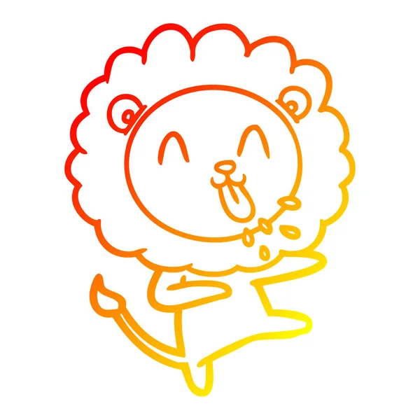 Warme Steigungslinie Zeichnung glücklich Cartoon Löwe — Stockvektor