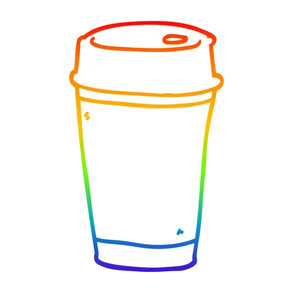 Regenbogen Gradienten Linie Zeichnung Karikatur Kaffeetasse — Stockvektor