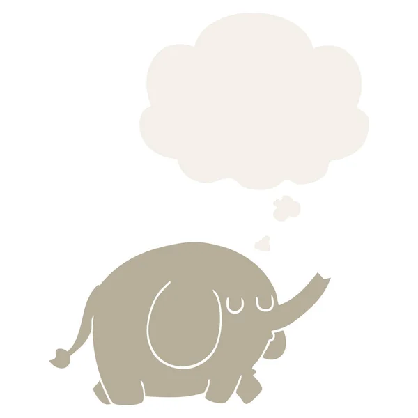レトロなスタイルで漫画の象と思考バブル — ストックベクタ