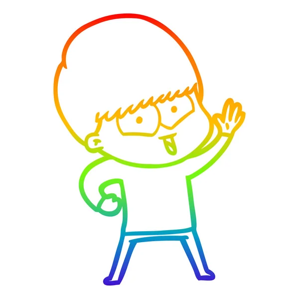 Regnbue gradient linje tegning tegneserie glad dreng – Stock-vektor