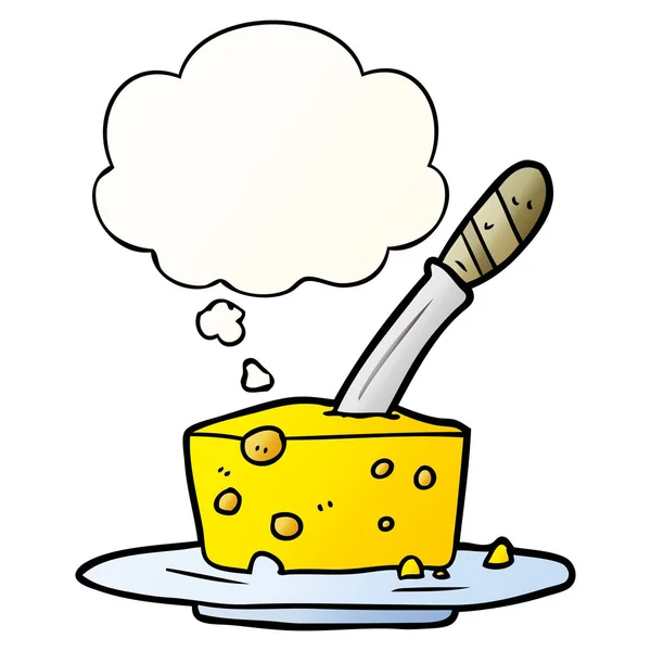 Cartoon-Käse und Gedankenblase im sanften Gradientenstil — Stockvektor