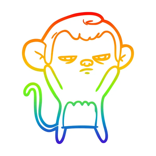 Arco-íris linha gradiente desenho dos desenhos animados macaco — Vetor de Stock