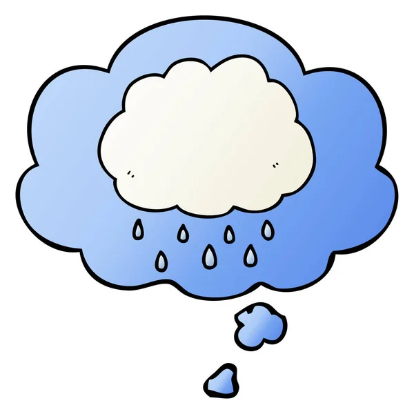 Nuvola di pioggia del fumetto e bolla di pensiero in stile sfumato liscio — Vettoriale Stock
